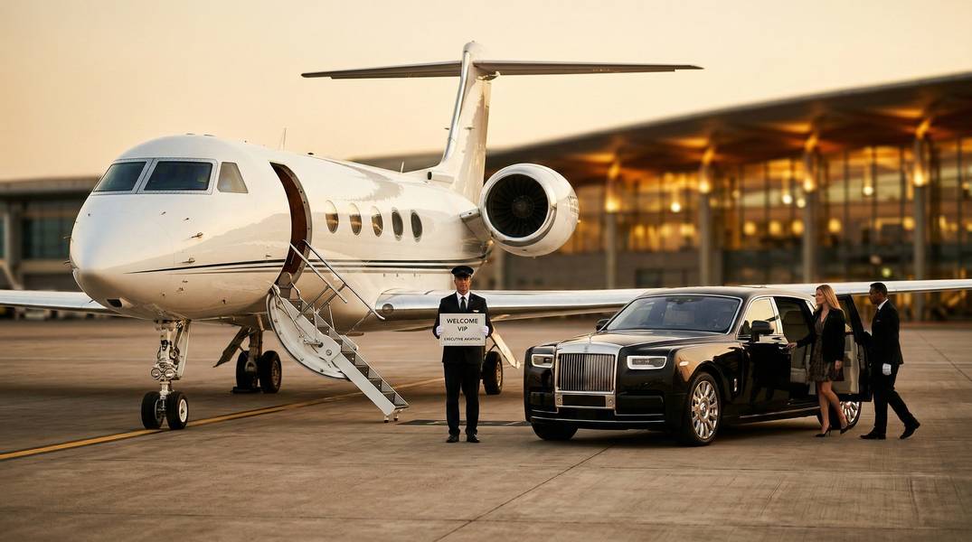 Concierge Services — Private jets, airport meet-and-greet, and door-to-door VIP transfers